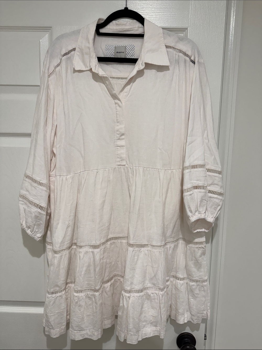 Maeve Bettina Tiered Mini Shirt Dress: Linen Edition Large - Picture 6 of 9